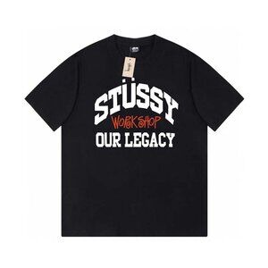 Stussy Co-Branded Black Round Neck Short-Sleeved Shirt